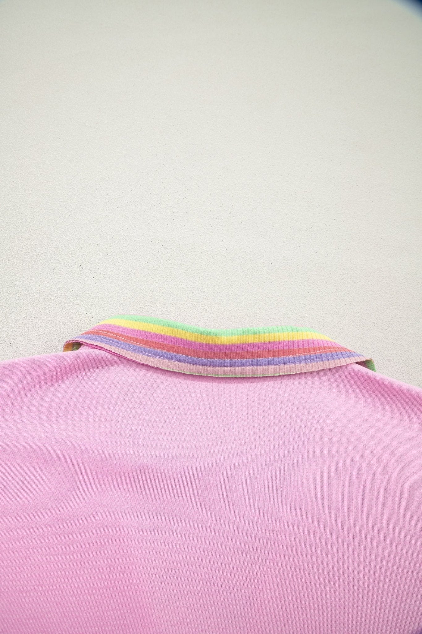 Rainbow Stripe Ribbed Patchwork Oversize Polo Tee - Rooted & Reckless Co.