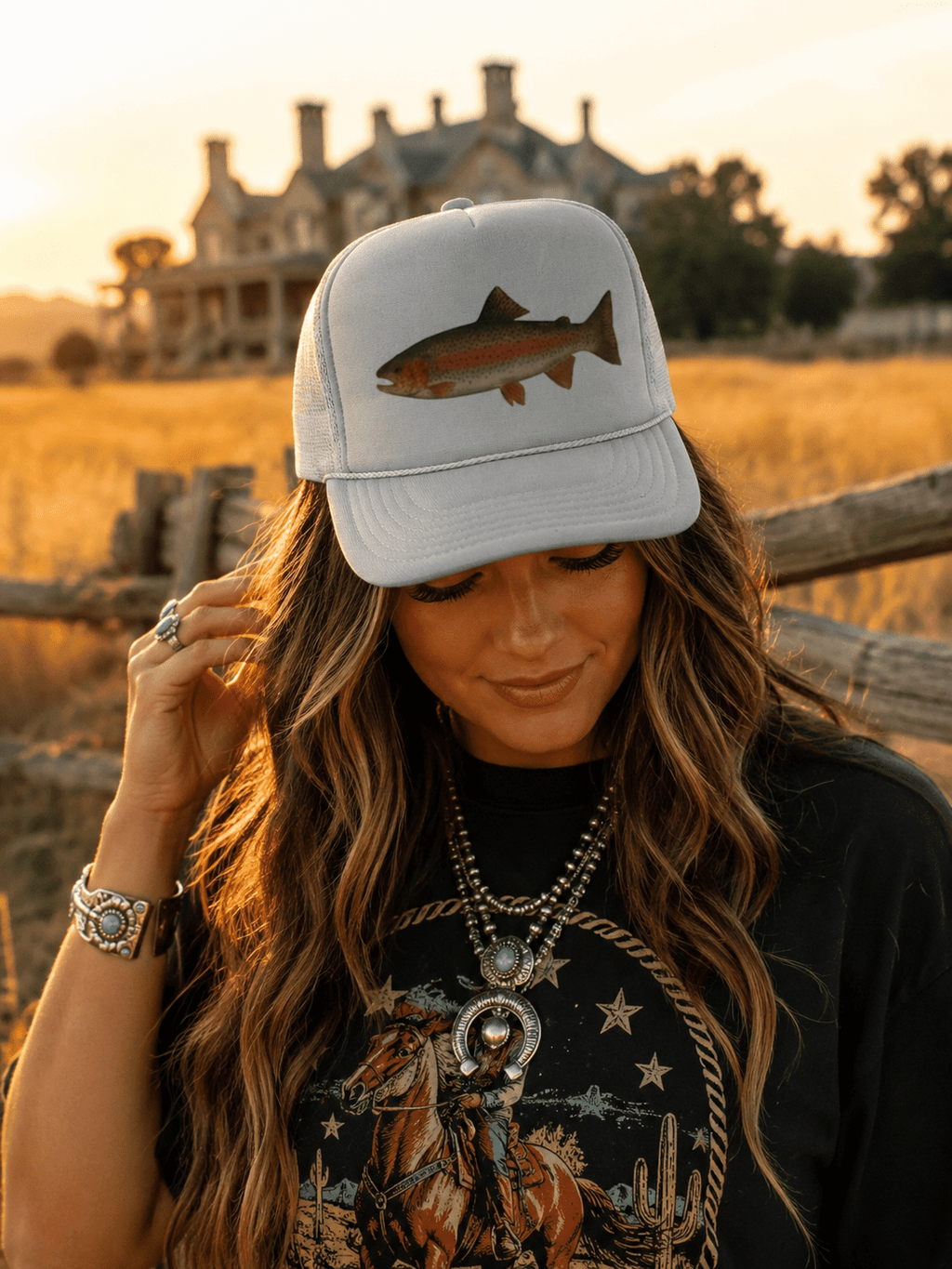 Rainbow Trout Trucker Hat - Rooted & Reckless Co.