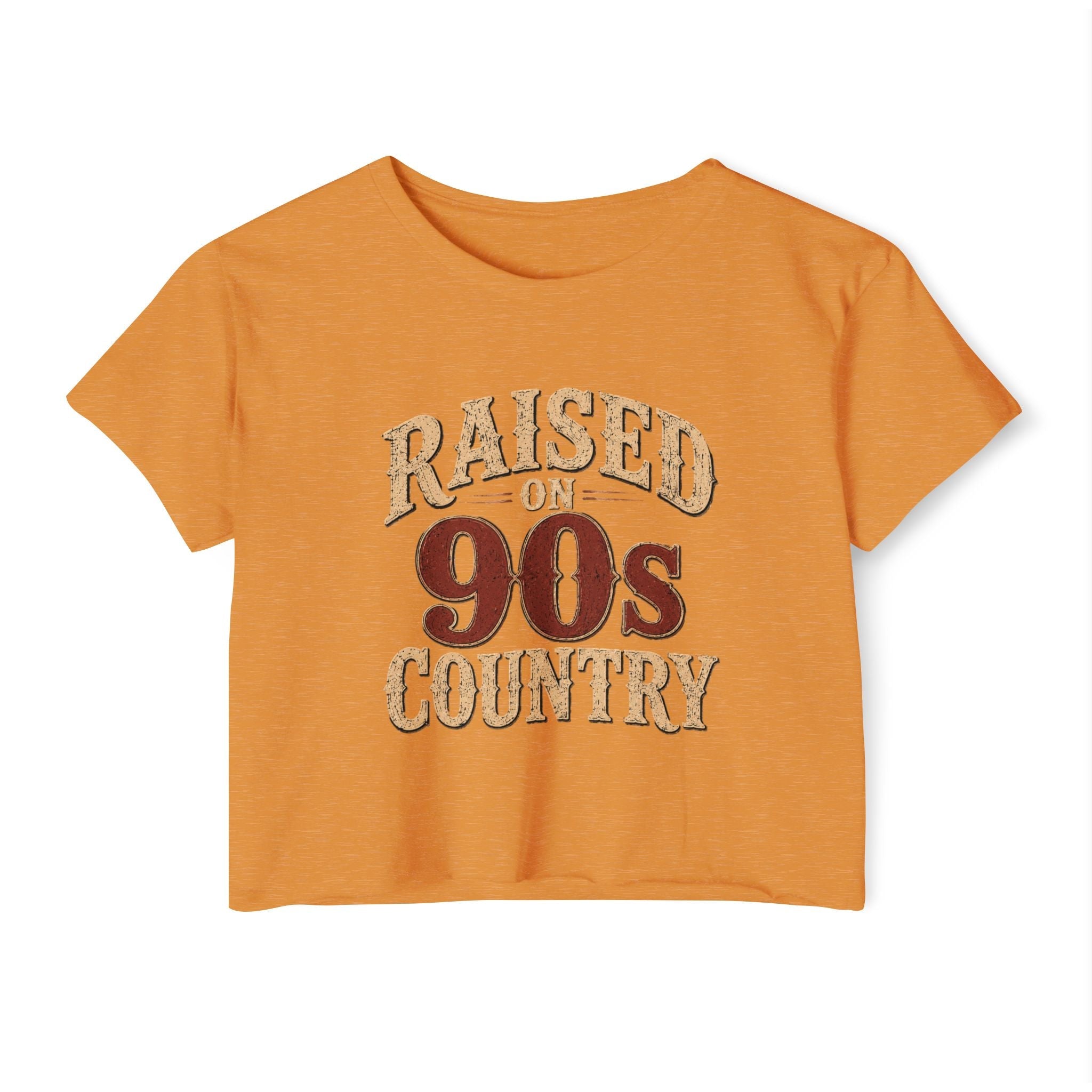 Raised on 90s Country Crop Top — Women's Festival Graphic Tee - Rooted & Reckless Co.