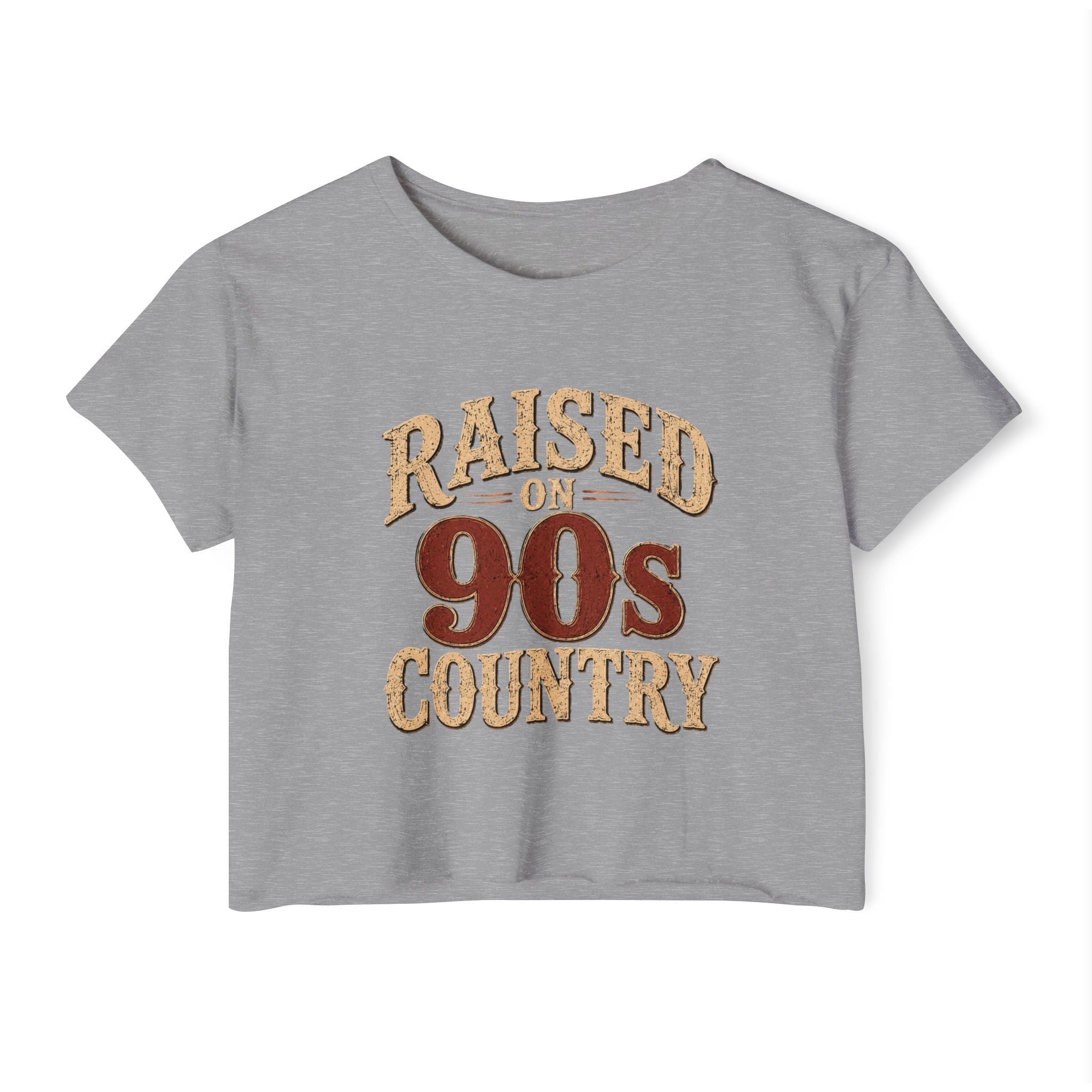 Raised on 90s Country Crop Top — Women's Festival Graphic Tee - Rooted & Reckless Co.