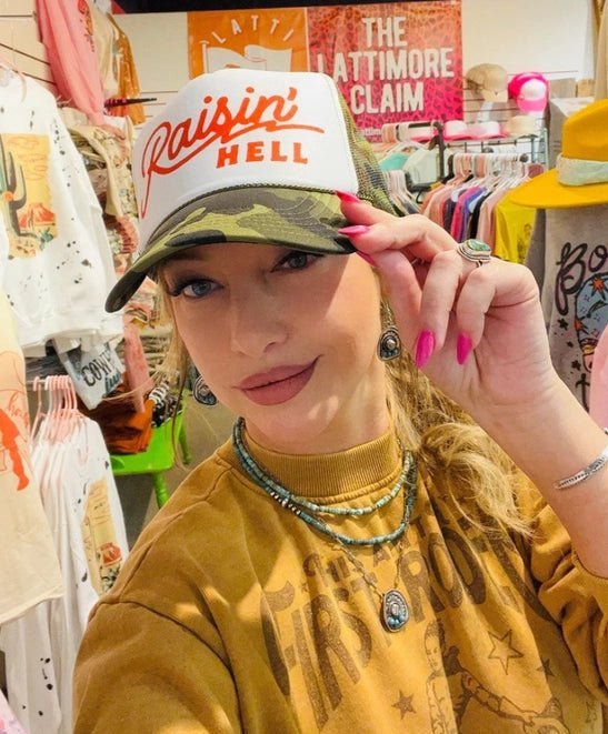 Raisin' Hell Trucker Hat - Rooted & Reckless Co.