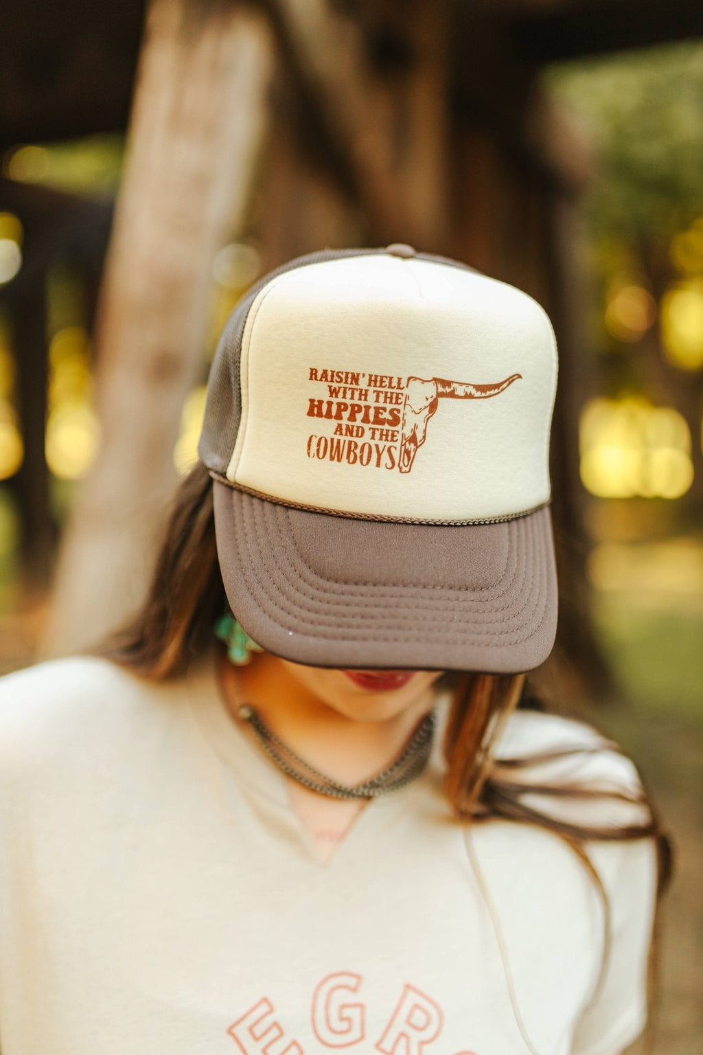 Raisin' Hell With Hippies & Cowboys Trucker Hat - Rooted & Reckless Co.