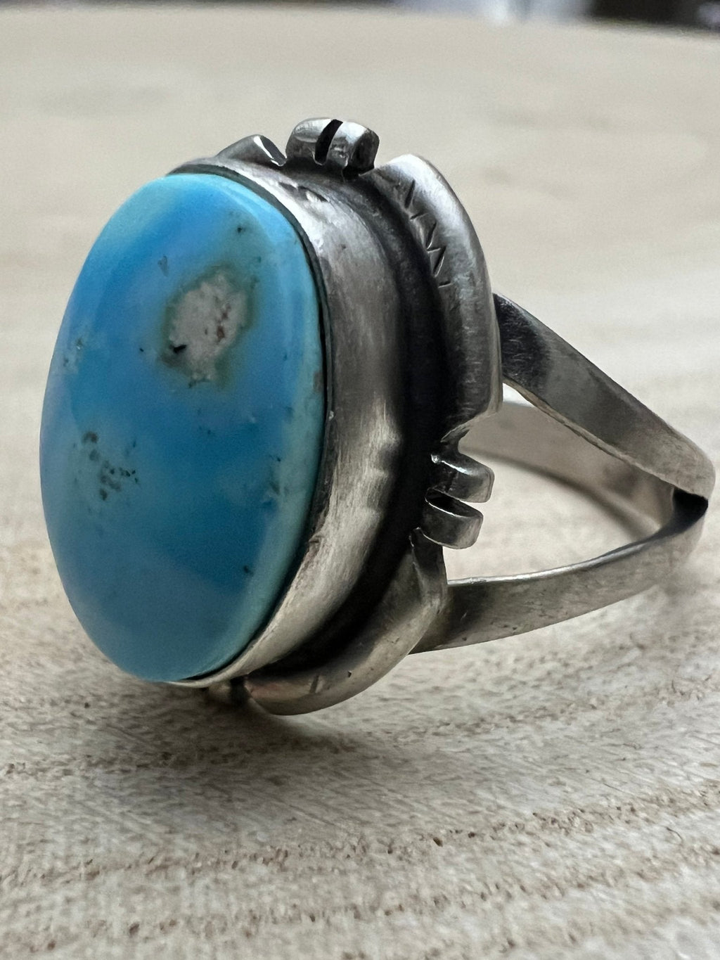Randy Billy Navajo Sterling Silver Ring with Golden Hills Turquoise — Size 9 (Hallmark RB + Sterling) - Rooted & Reckless Co.