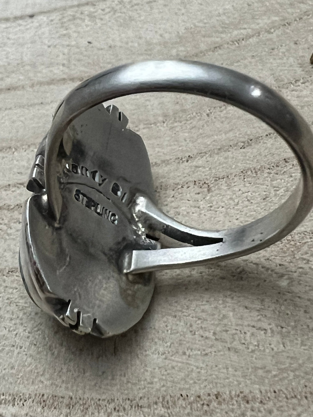 Randy Billy Navajo Sterling Silver Ring with Royston Turquoise — Size 10 (1" × 5/8" Statement) - Rooted & Reckless Co.