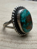 Randy Billy Navajo Sterling Silver Ring with Royston Turquoise — Size 10 (Larger 7/8" × 3/4") - Rooted & Reckless Co.
