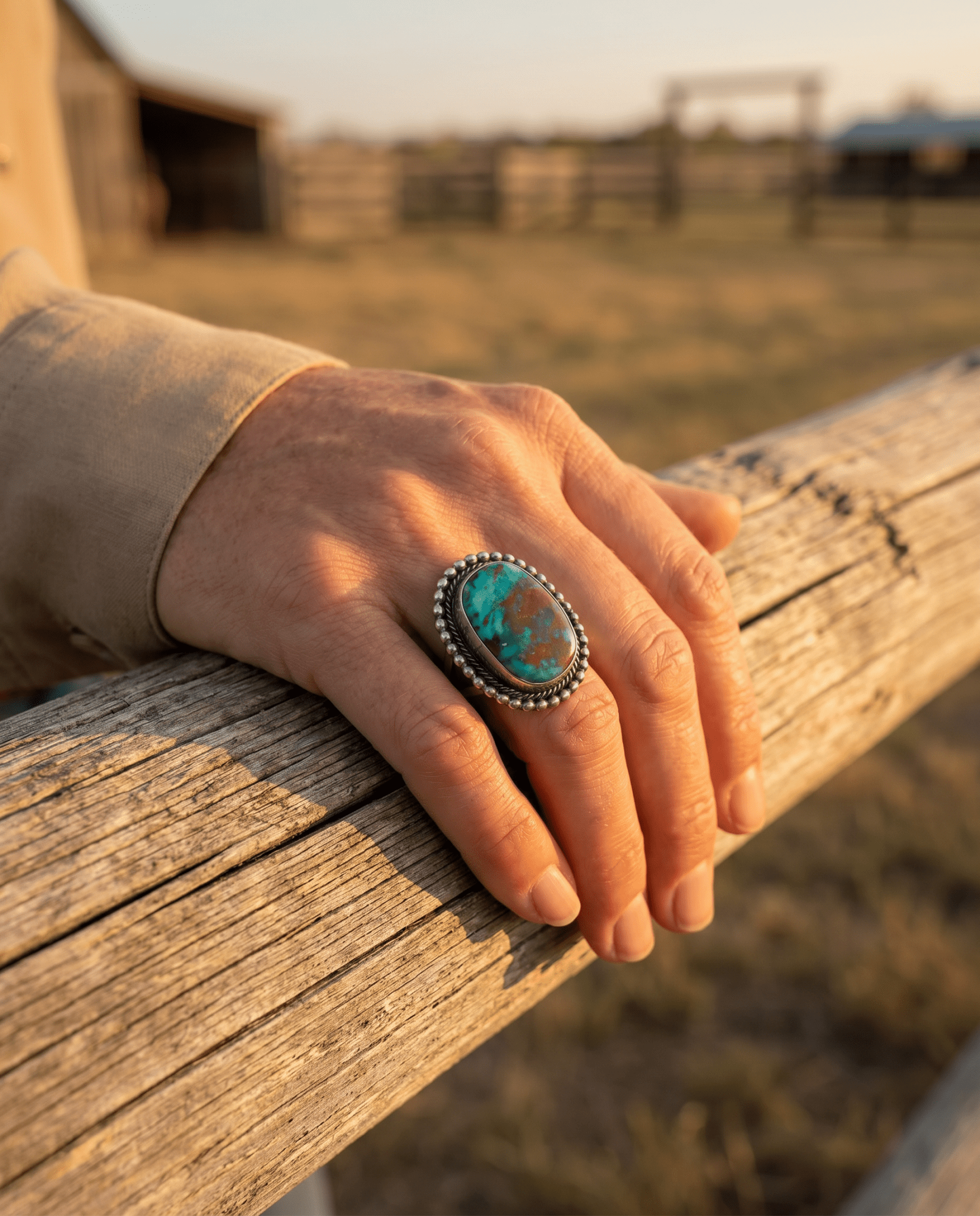 Randy Billy Navajo Sterling Silver Ring with Royston Turquoise — Size 10 (Larger 7/8" × 3/4") - Rooted & Reckless Co.
