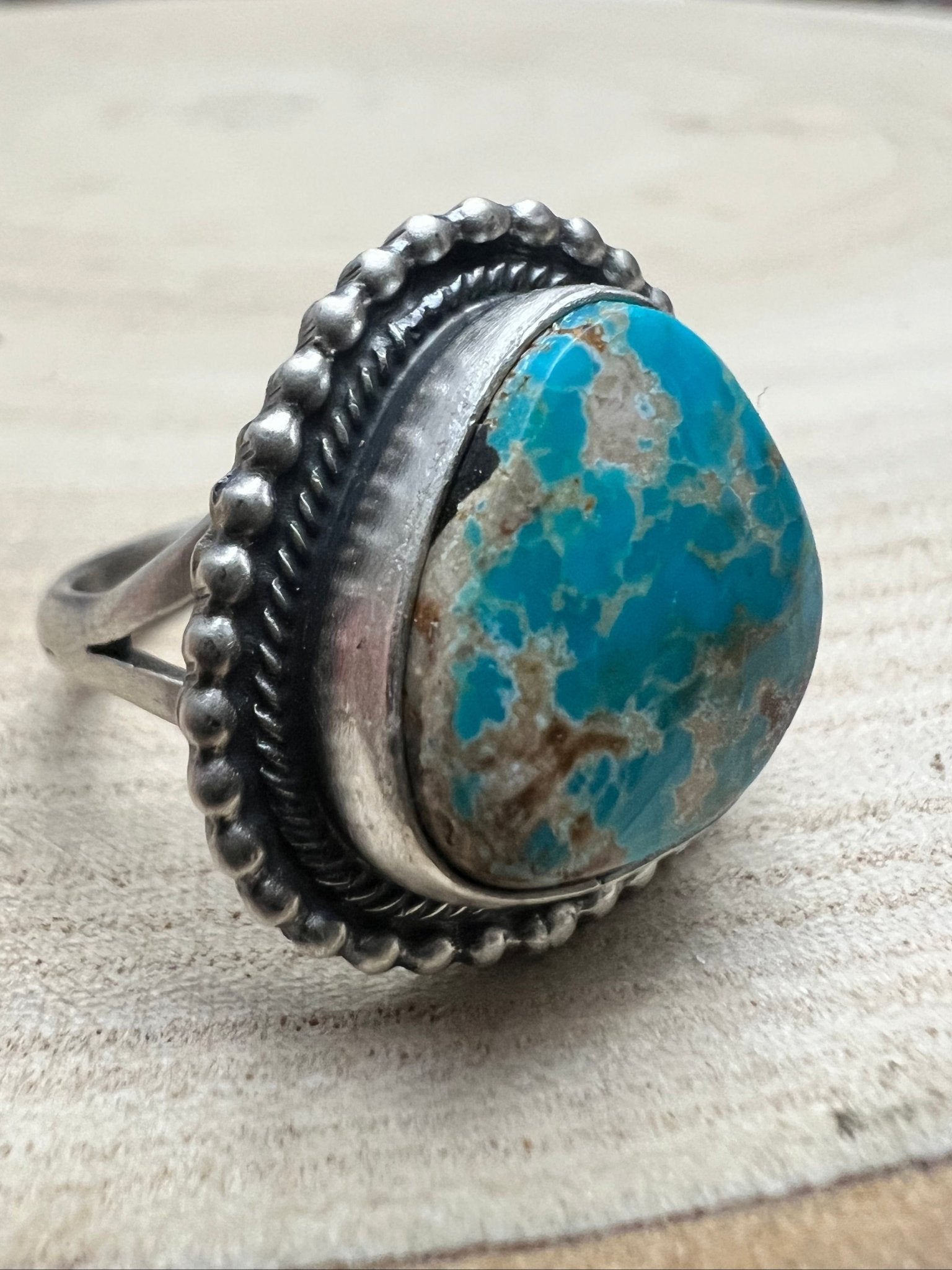 Randy Billy Navajo Sterling Silver Ring with Royston Turquoise — Size 9.5 (Hallmark Randy Billy) - Rooted & Reckless Co.