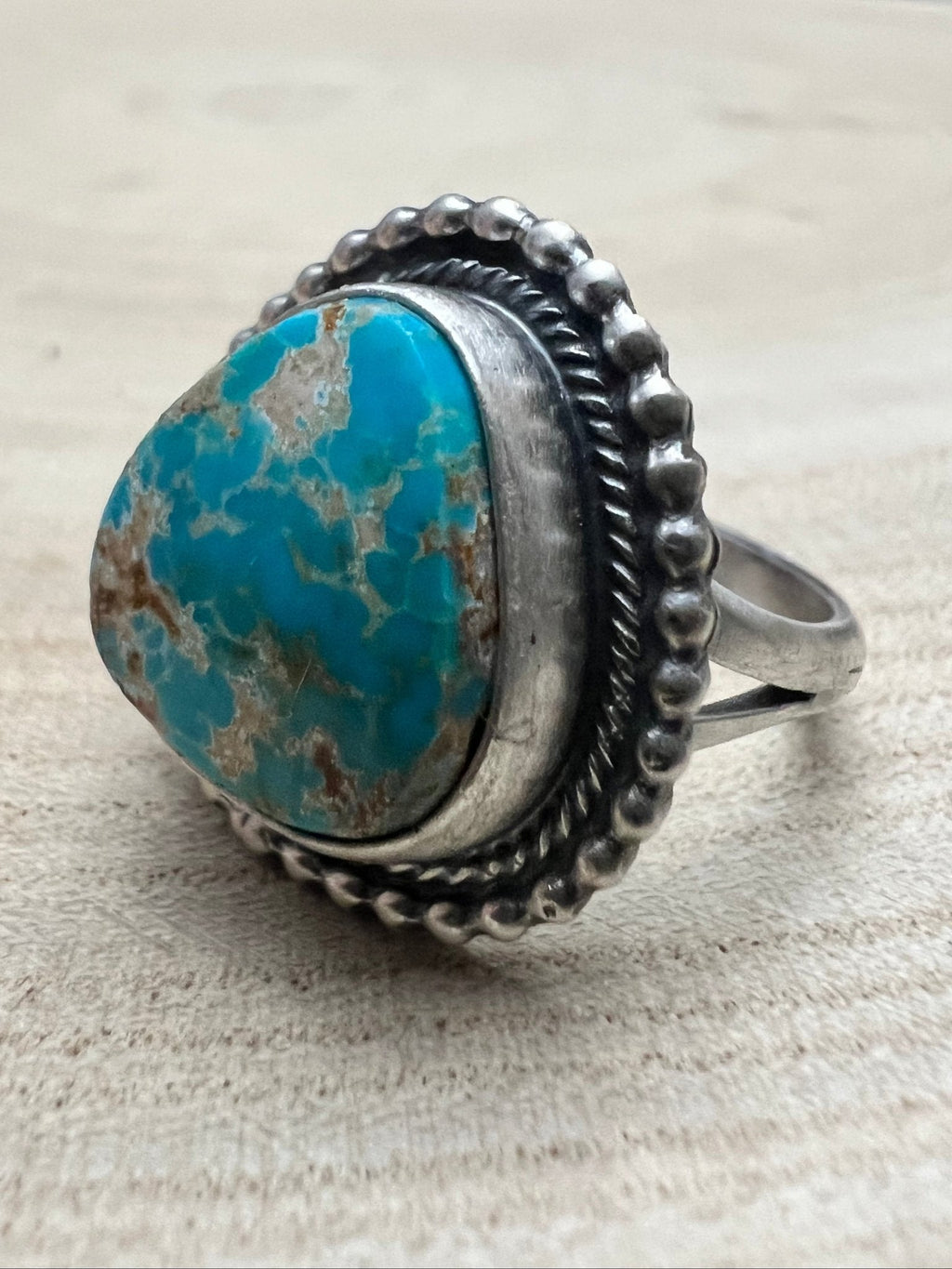 Randy Billy Navajo Sterling Silver Ring with Royston Turquoise — Size 9.5 (Hallmark Randy Billy) - Rooted & Reckless Co.