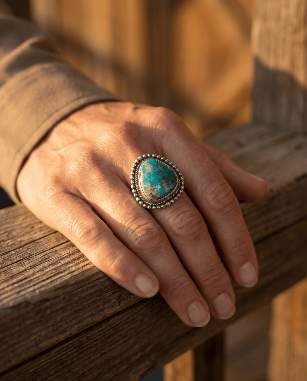 Randy Billy Navajo Sterling Silver Ring with Royston Turquoise — Size 9.5 (Hallmark Randy Billy) - Rooted & Reckless Co.