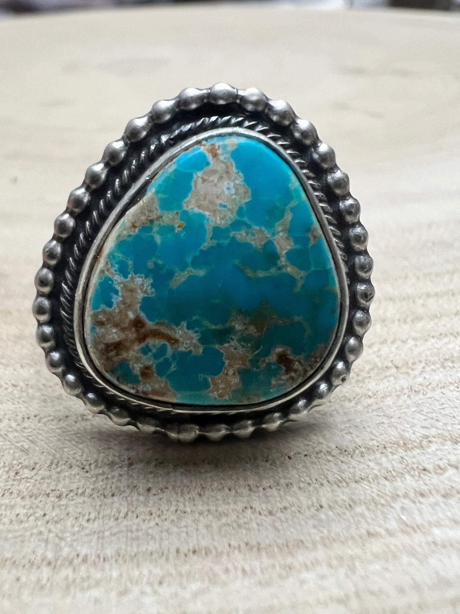 Randy Billy Navajo Sterling Silver Ring with Royston Turquoise — Size 9.5 (Hallmark Randy Billy) - Rooted & Reckless Co.