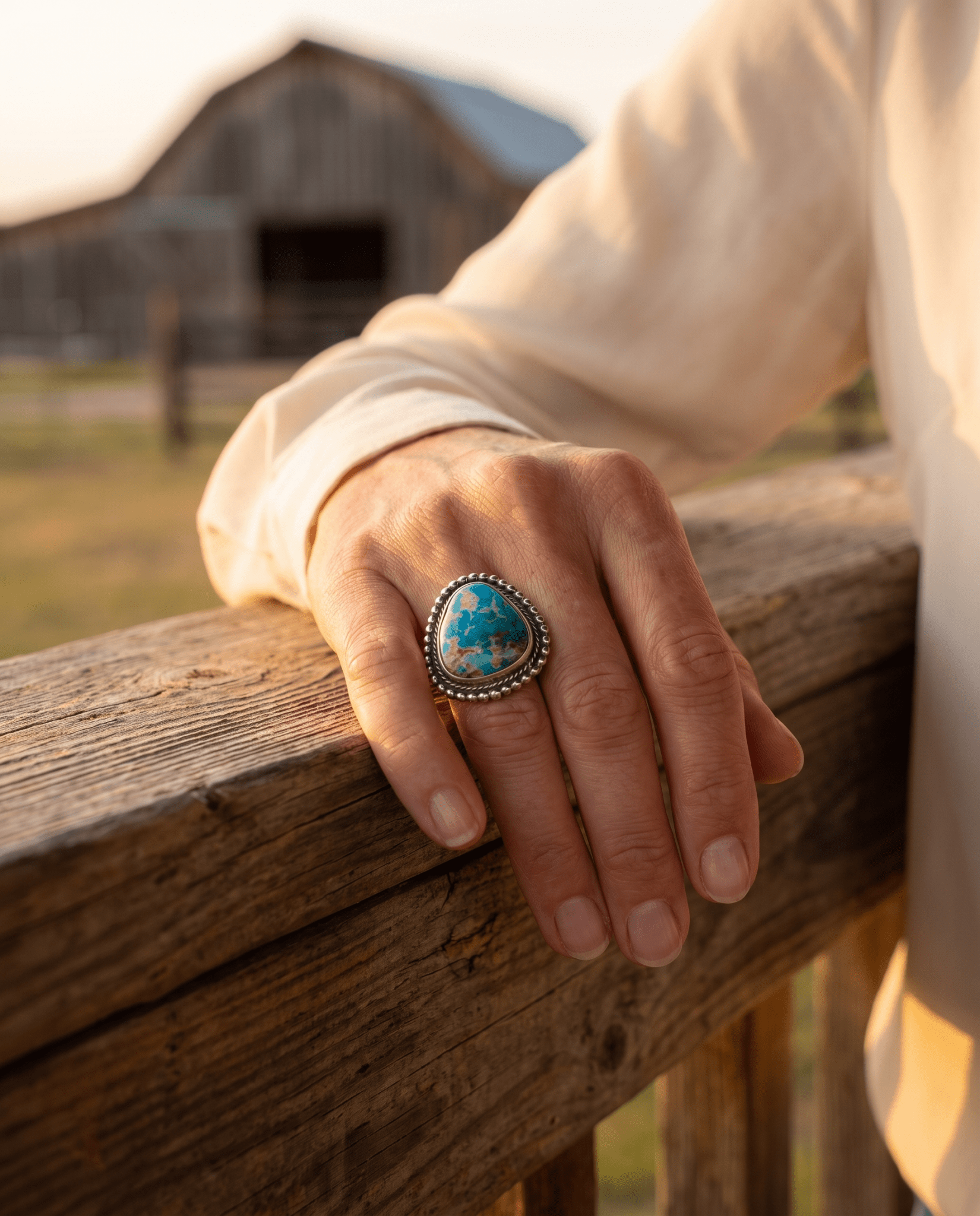 Randy Billy Navajo Sterling Silver Ring with Royston Turquoise — Size 9.5 (Hallmark Randy Billy) - Rooted & Reckless Co.