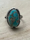 Randy Billy Navajo Sterling Silver Ring with Royston Turquoise — Size 9.5 (Medium 7/8" × 5/8") - Rooted & Reckless Co.