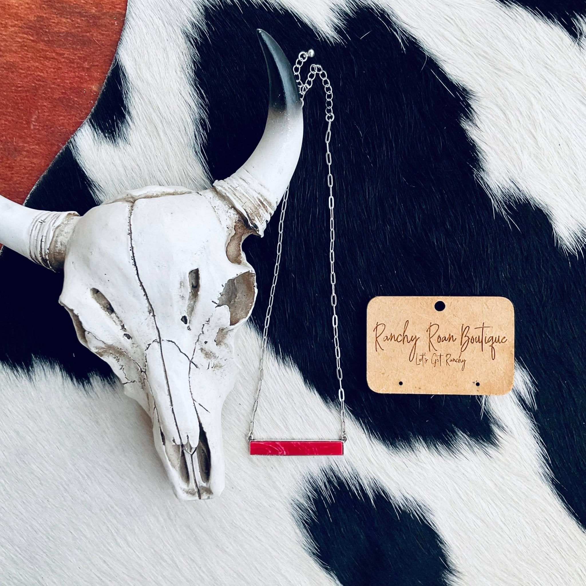 Red Bar Stone Necklace - Rooted & Reckless Co.
