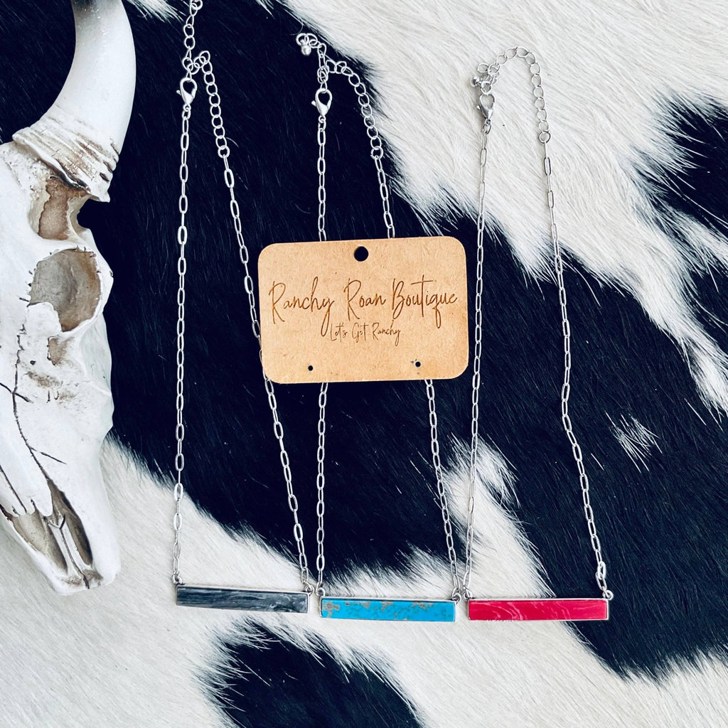 Red Bar Stone Necklace - Rooted & Reckless Co.