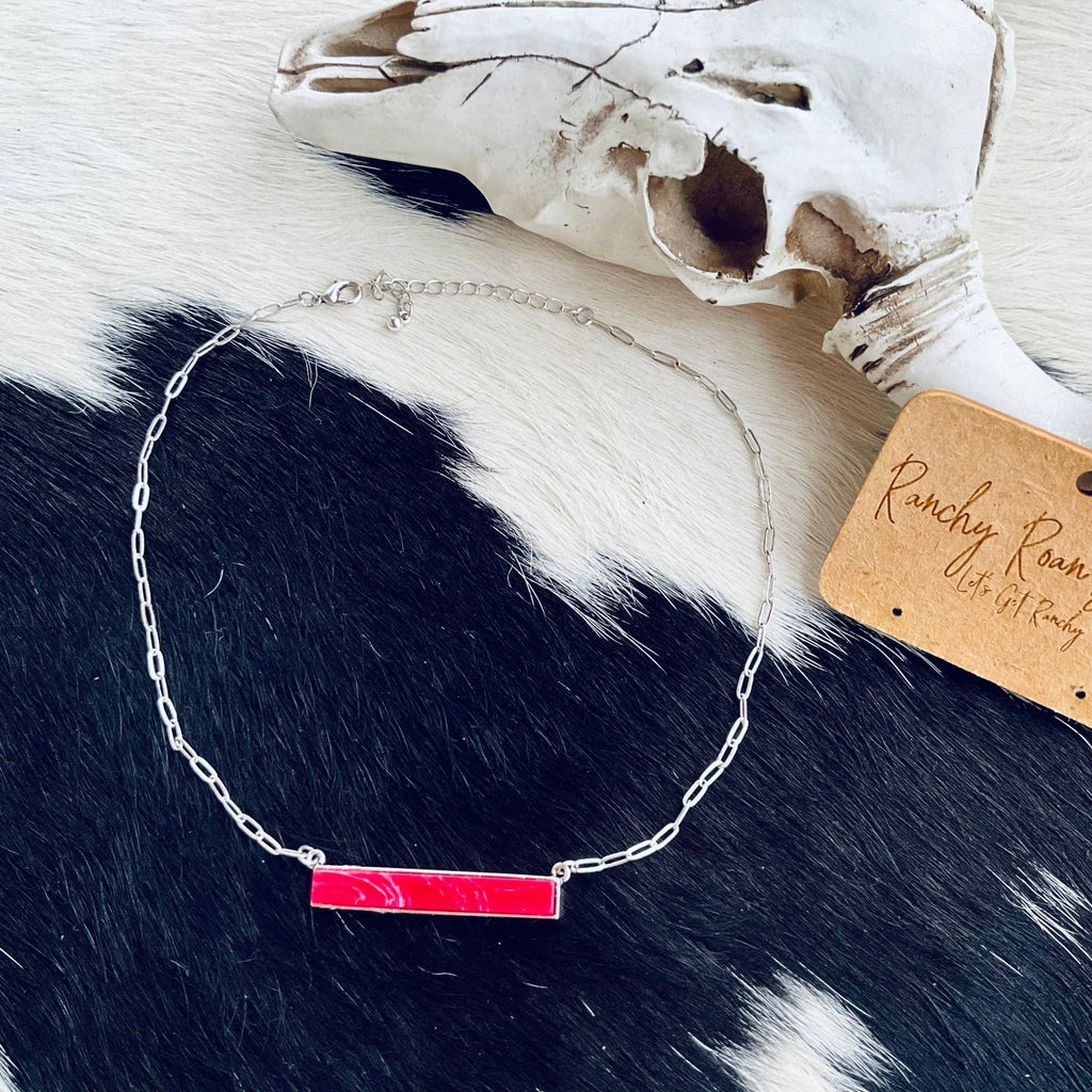 Red Bar Stone Necklace - Rooted & Reckless Co.