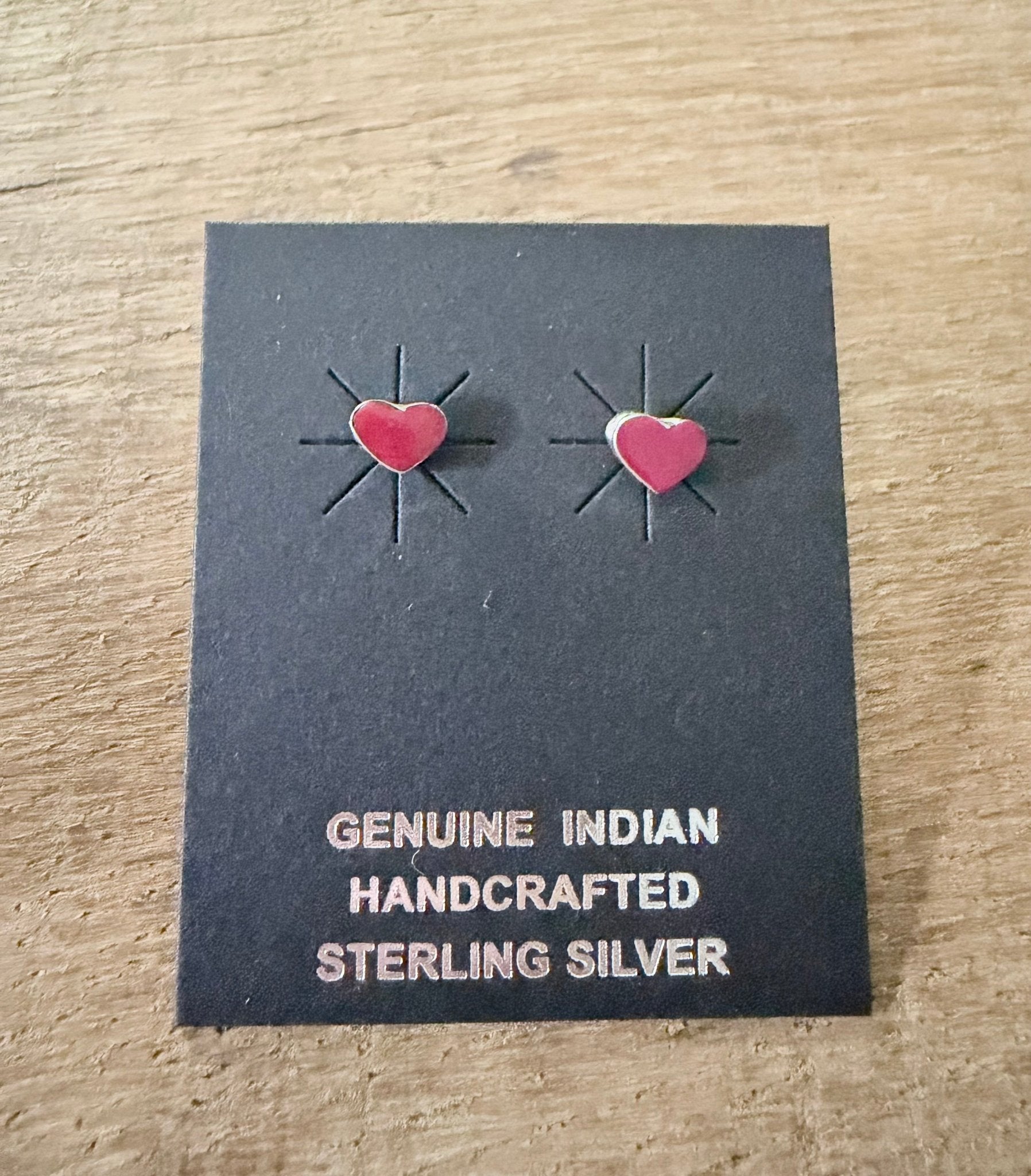 Red Rosarita and Sterling Silver Heart Stud Earrings - Rooted & Reckless Co.