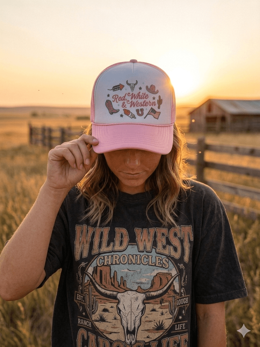 Red, White & Western Trucker Hat - Rooted & Reckless Co.