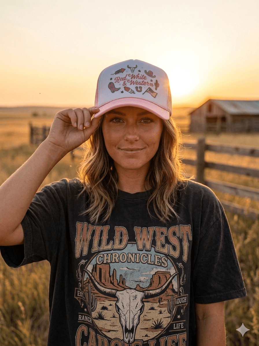 Red, White & Western Trucker Hat - Rooted & Reckless Co.