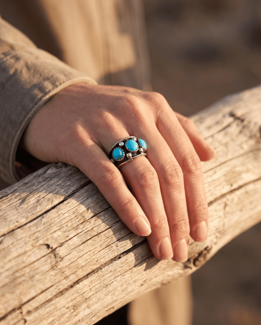 Reed Charley Navajo Kingman Turquoise Sterling Silver Ring - Rooted & Reckless Co.