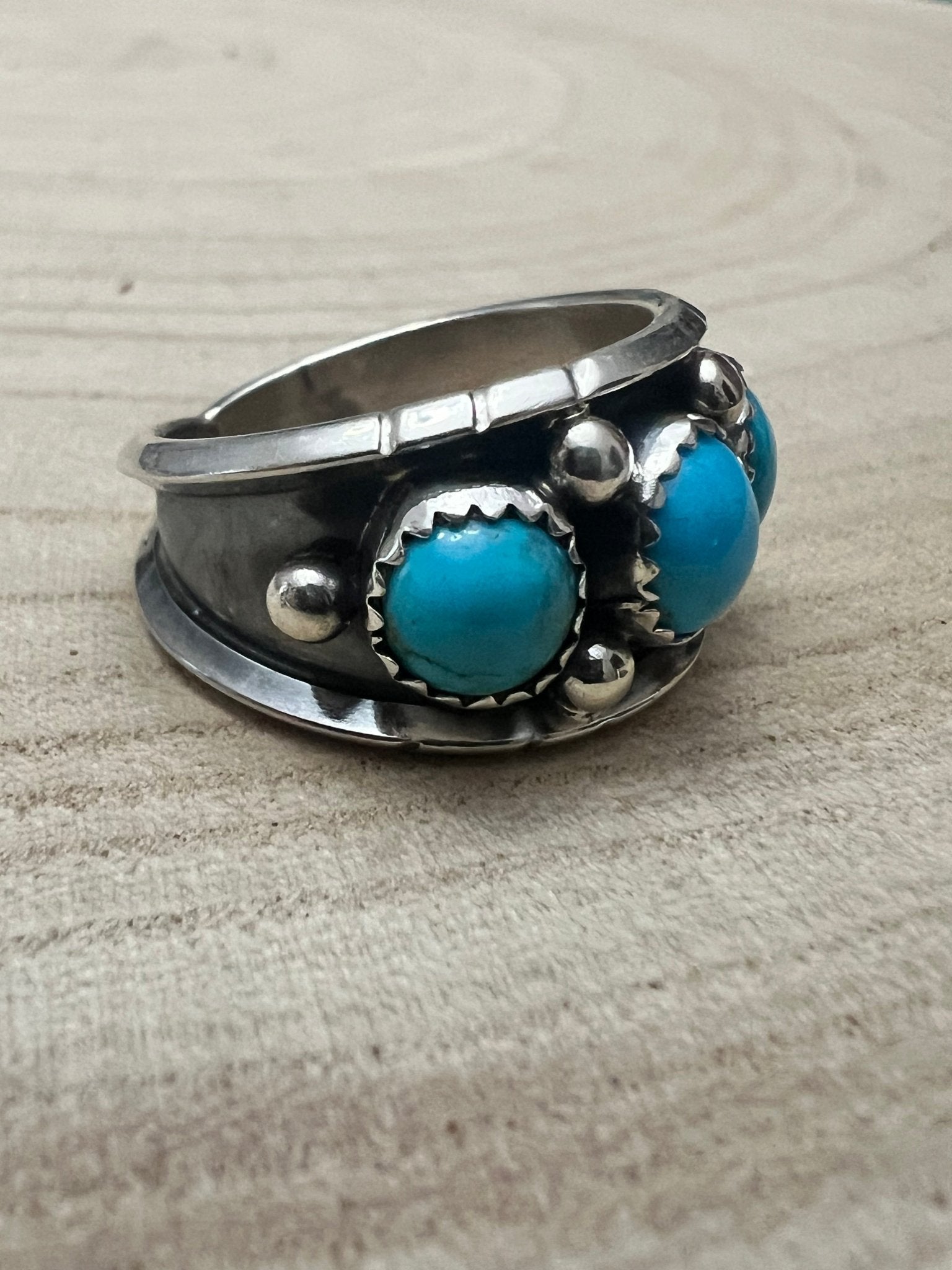 Reed Charley Navajo Kingman Turquoise Sterling Silver Ring - Rooted & Reckless Co.