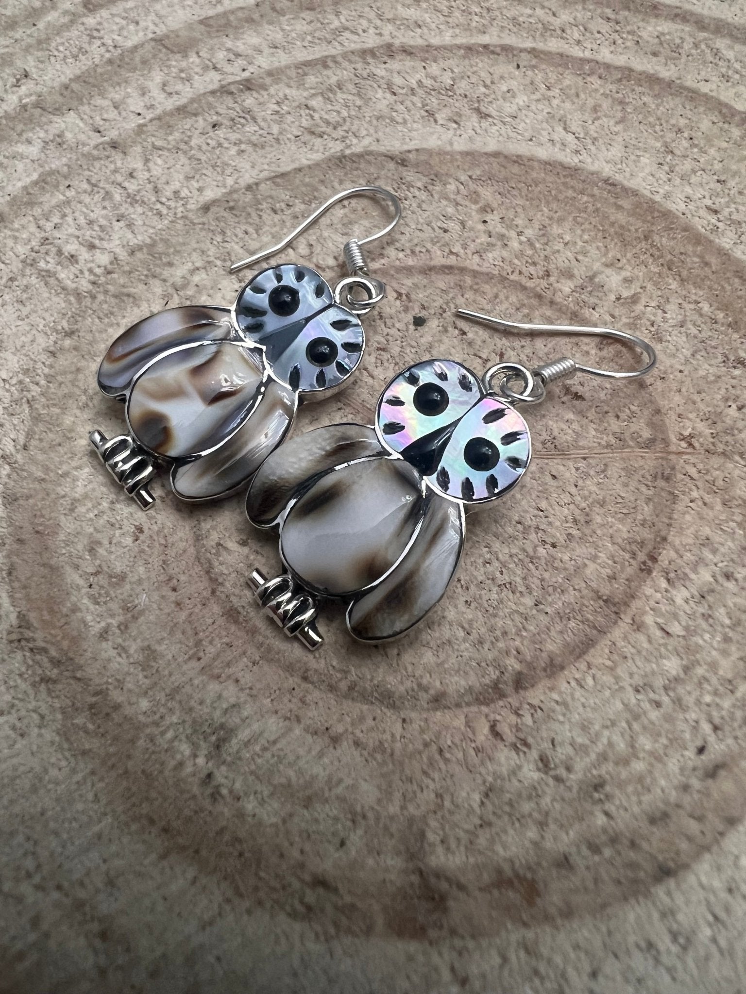Reginda Kallest Zuni Multi-Stone Inlay Owl Sterling Silver Earrings - Rooted & Reckless Co.