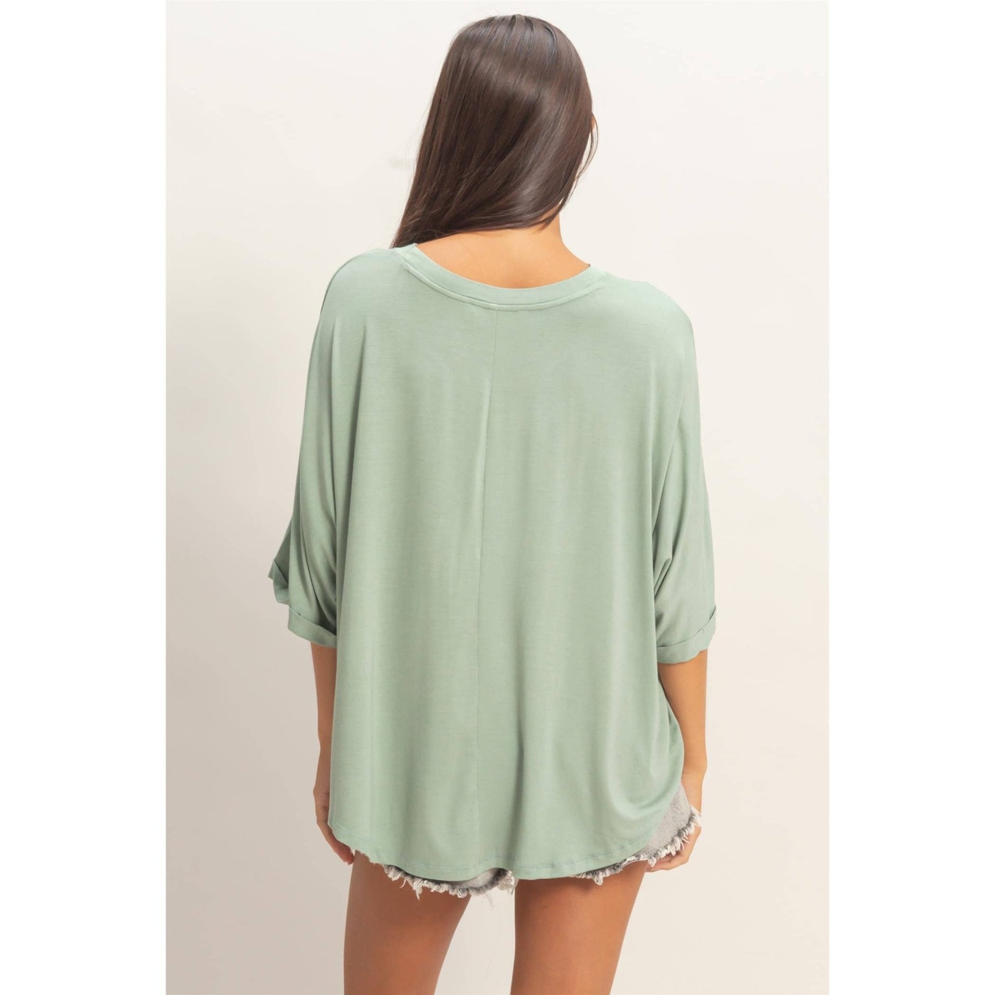 Relaxed High-Low Batwing Sleeve Top - Rooted & Reckless Co.