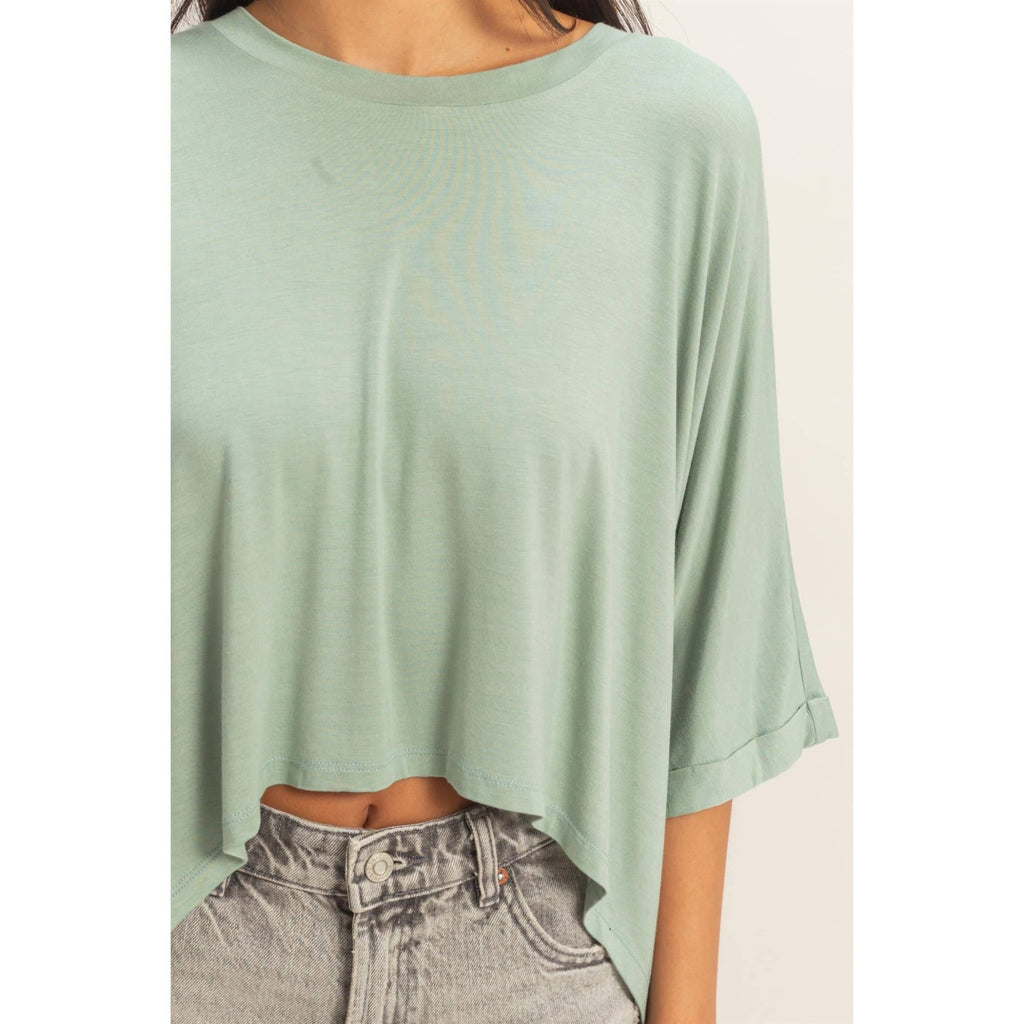 Relaxed High-Low Batwing Sleeve Top - Rooted & Reckless Co.