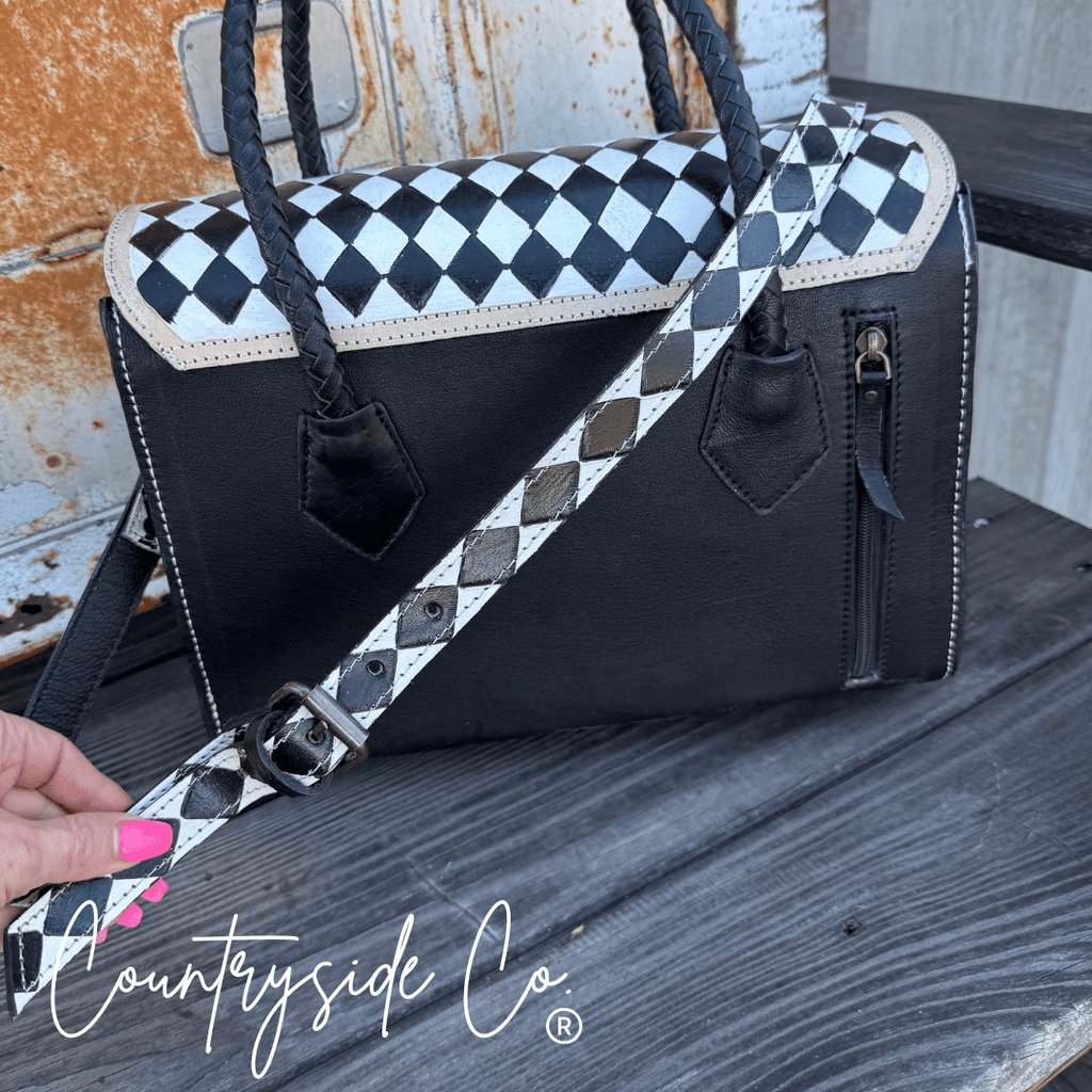 Reno Leather Checkered Handbag - Rooted & Reckless Co.