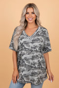 Retro Camo Raw Edge V-Neck Tee - Rooted & Reckless Co.