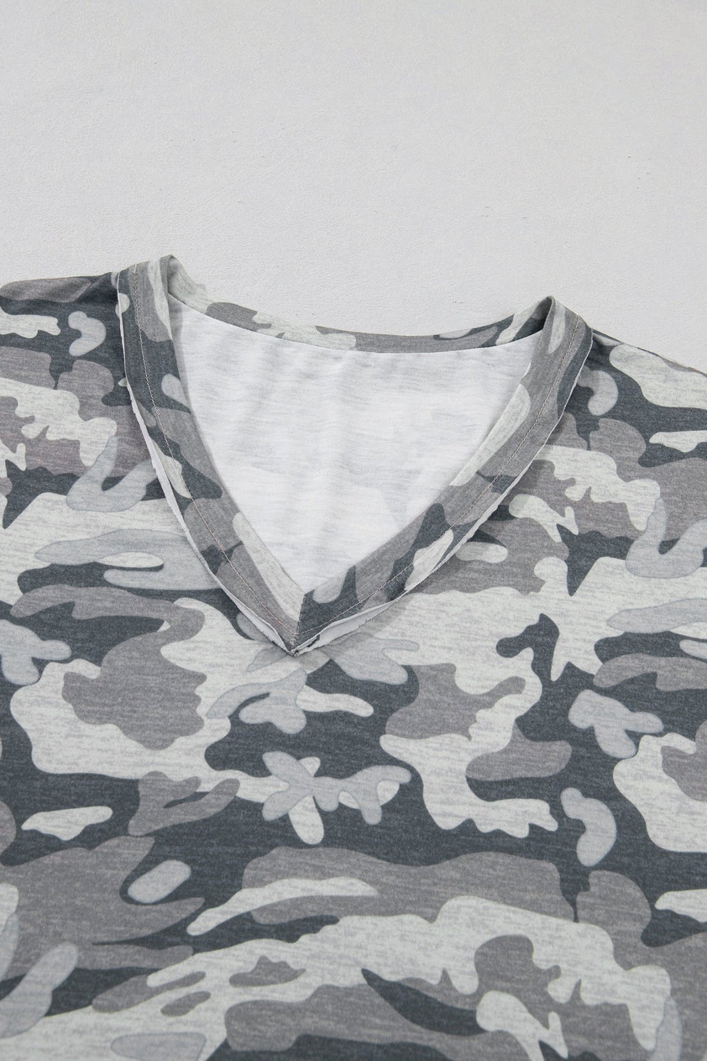 Retro Camo Raw Edge V-Neck Tee - Rooted & Reckless Co.