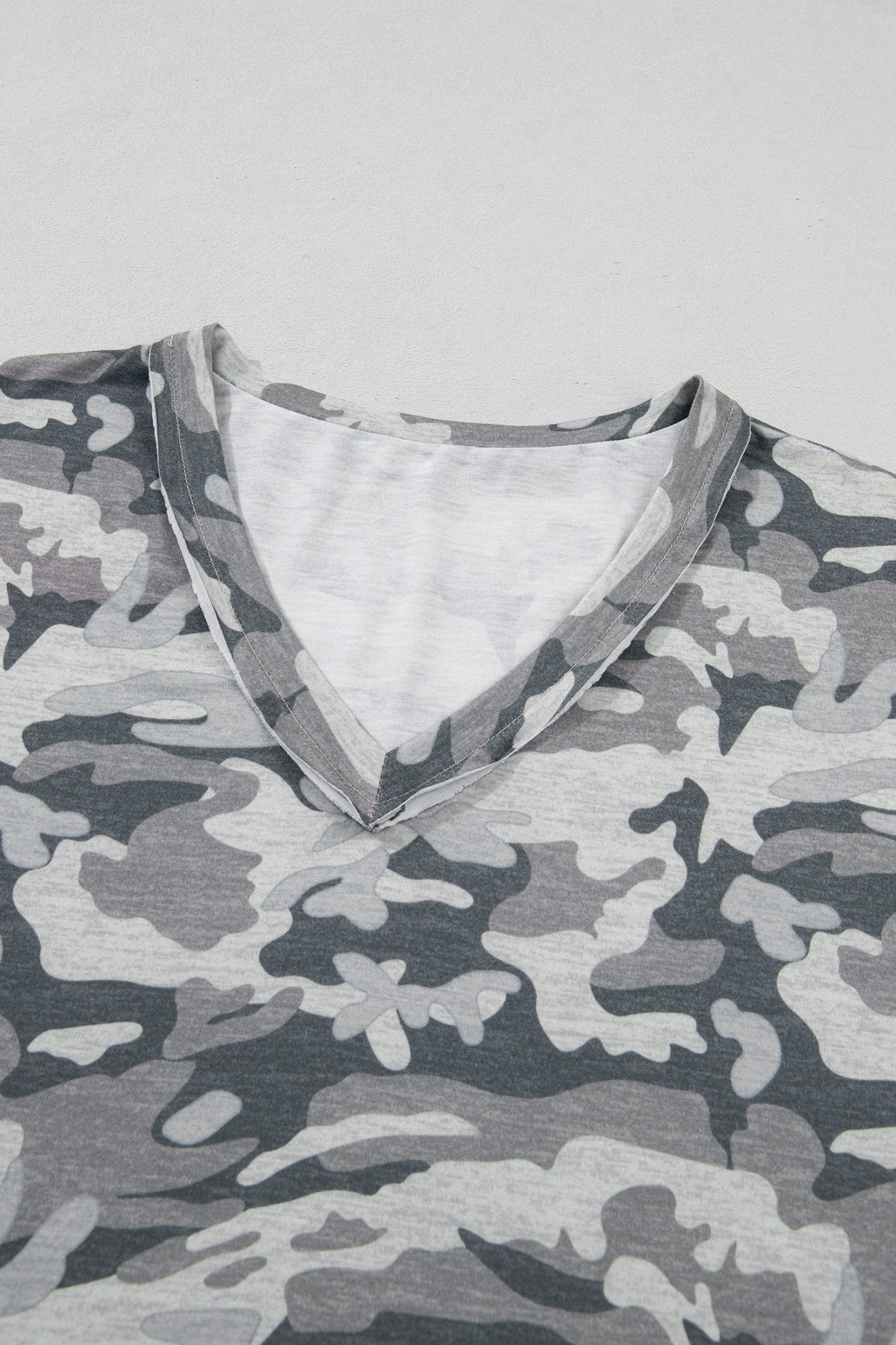 Retro Camo Raw Edge V-Neck Tee - Rooted & Reckless Co.
