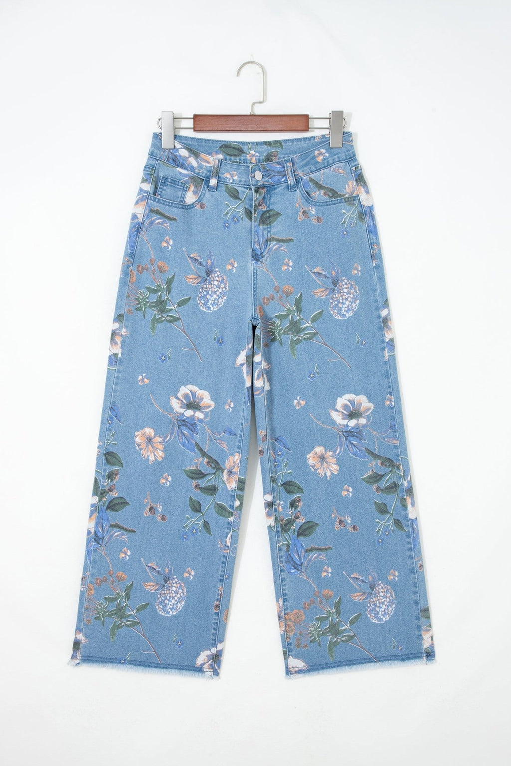 Retro Floral Frayed Hem Shift Jeans - Rooted & Reckless Co.