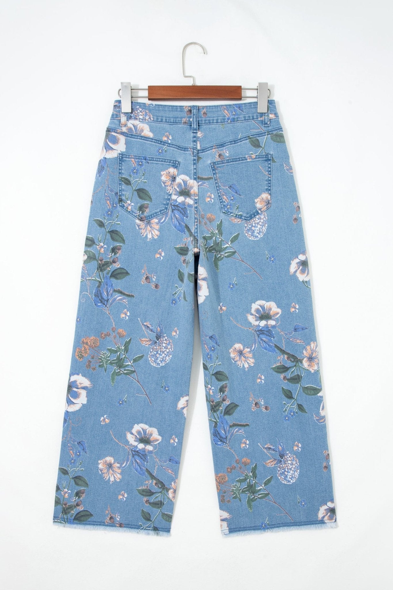 Retro Floral Frayed Hem Shift Jeans - Rooted & Reckless Co.