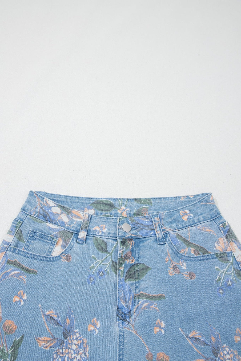Retro Floral Frayed Hem Shift Jeans - Rooted & Reckless Co.
