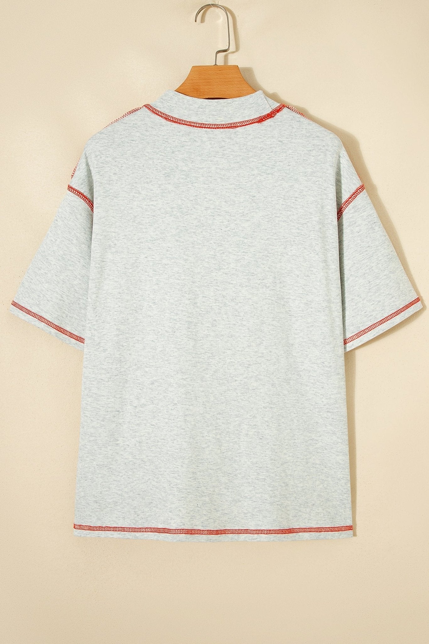 Reversible Contrast Stitching Mock Neck T-Shirt - Rooted & Reckless Co.