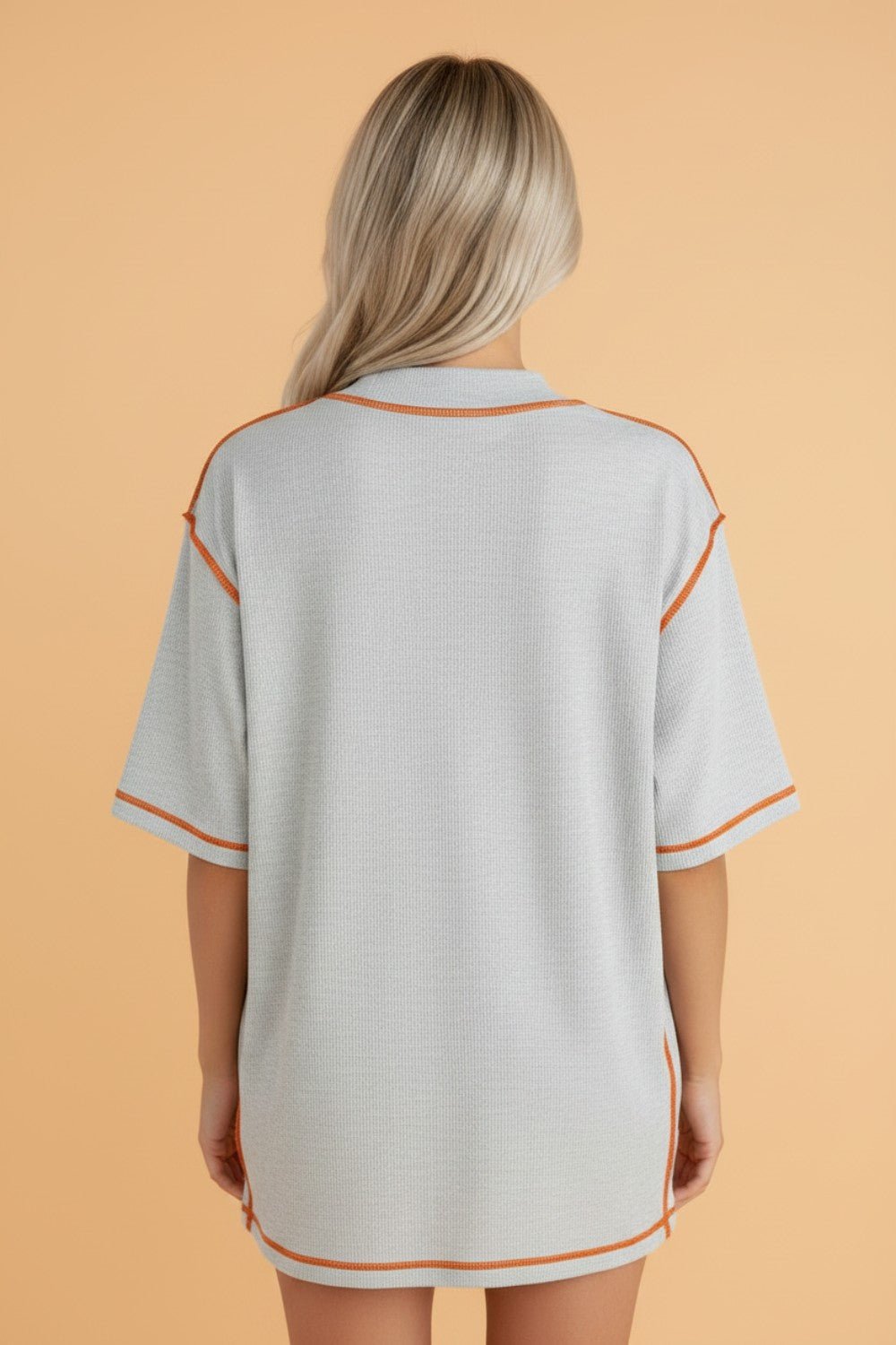 Reversible Contrast Stitching Mock Neck T-Shirt - Rooted & Reckless Co.