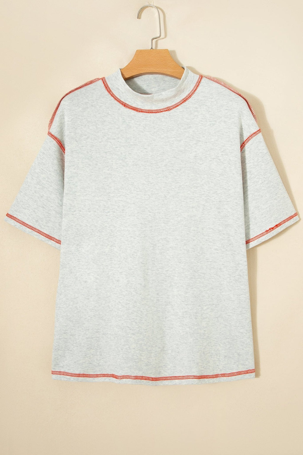 Reversible Contrast Stitching Mock Neck T-Shirt - Rooted & Reckless Co.