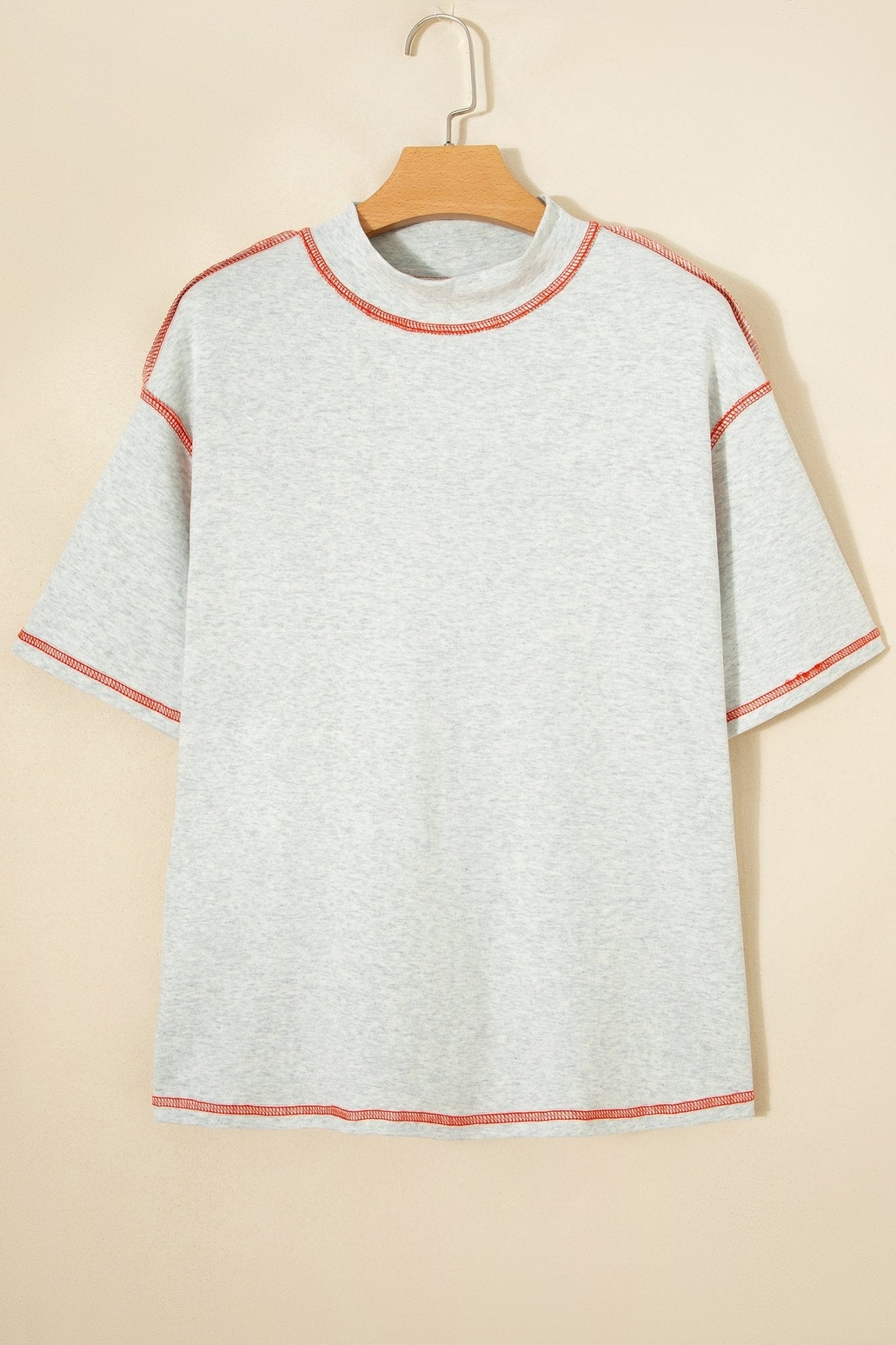 Reversible Contrast Stitching Mock Neck T-Shirt - Rooted & Reckless Co.