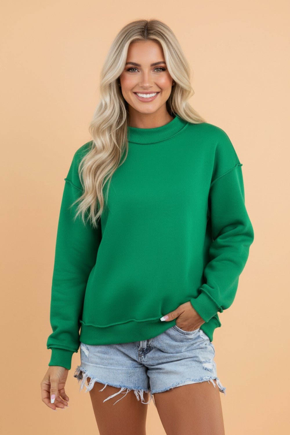 Reversible Mock Neck Oversize Drop Shoulder Sweatshirt - Rooted & Reckless Co.