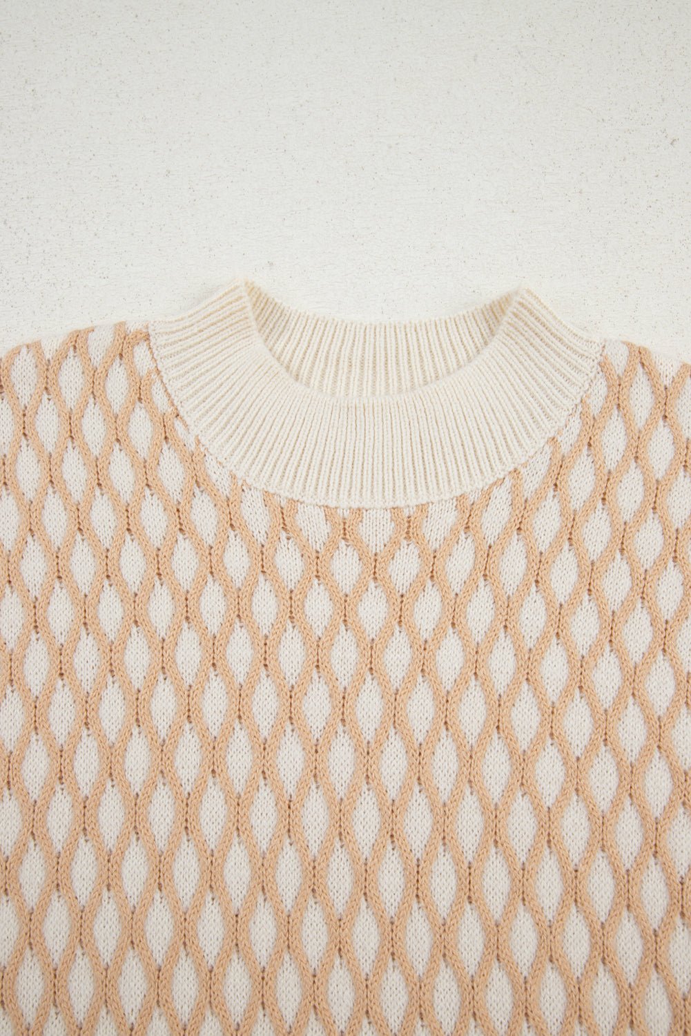 Rhombus Textured Knit Mock Neck Sweater - Rooted & Reckless Co.