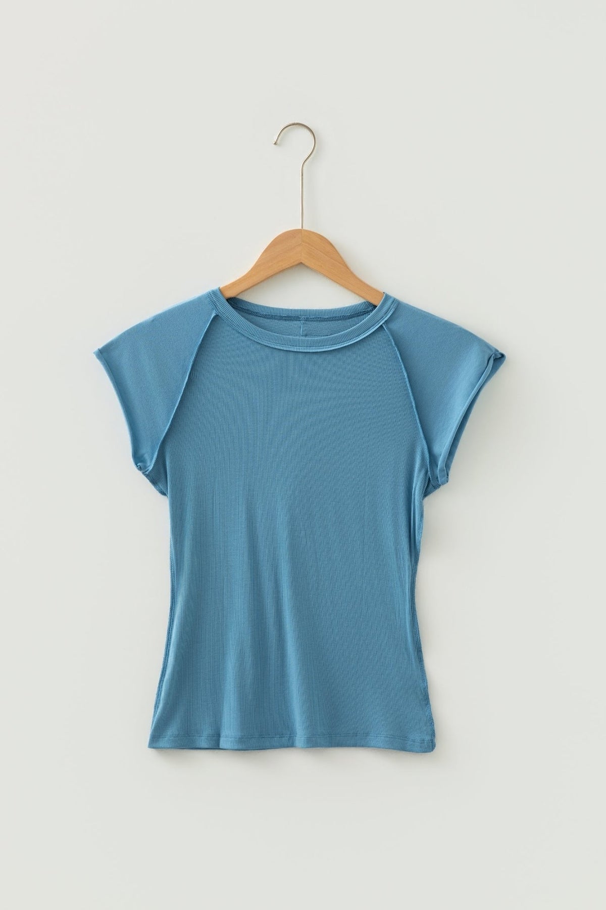 Ribbed Cap Sleeve Crewneck Shirt - Rooted & Reckless Co.