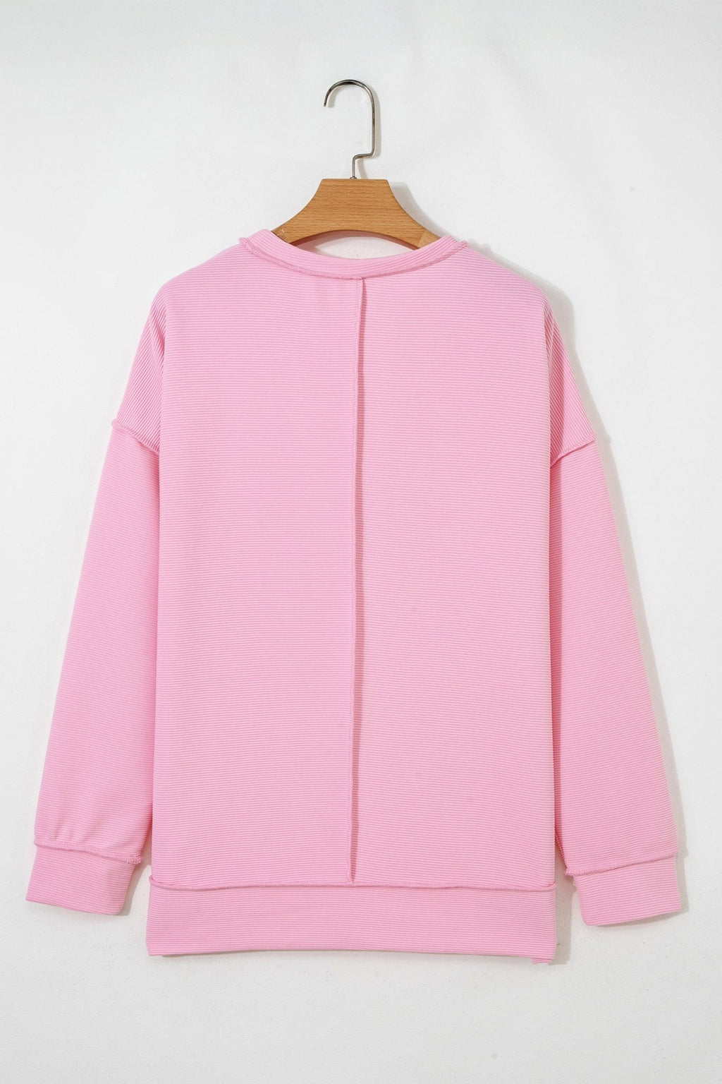 Ribbed Exposed Seam Drop Shoulder Pullover - Rooted & Reckless Co.