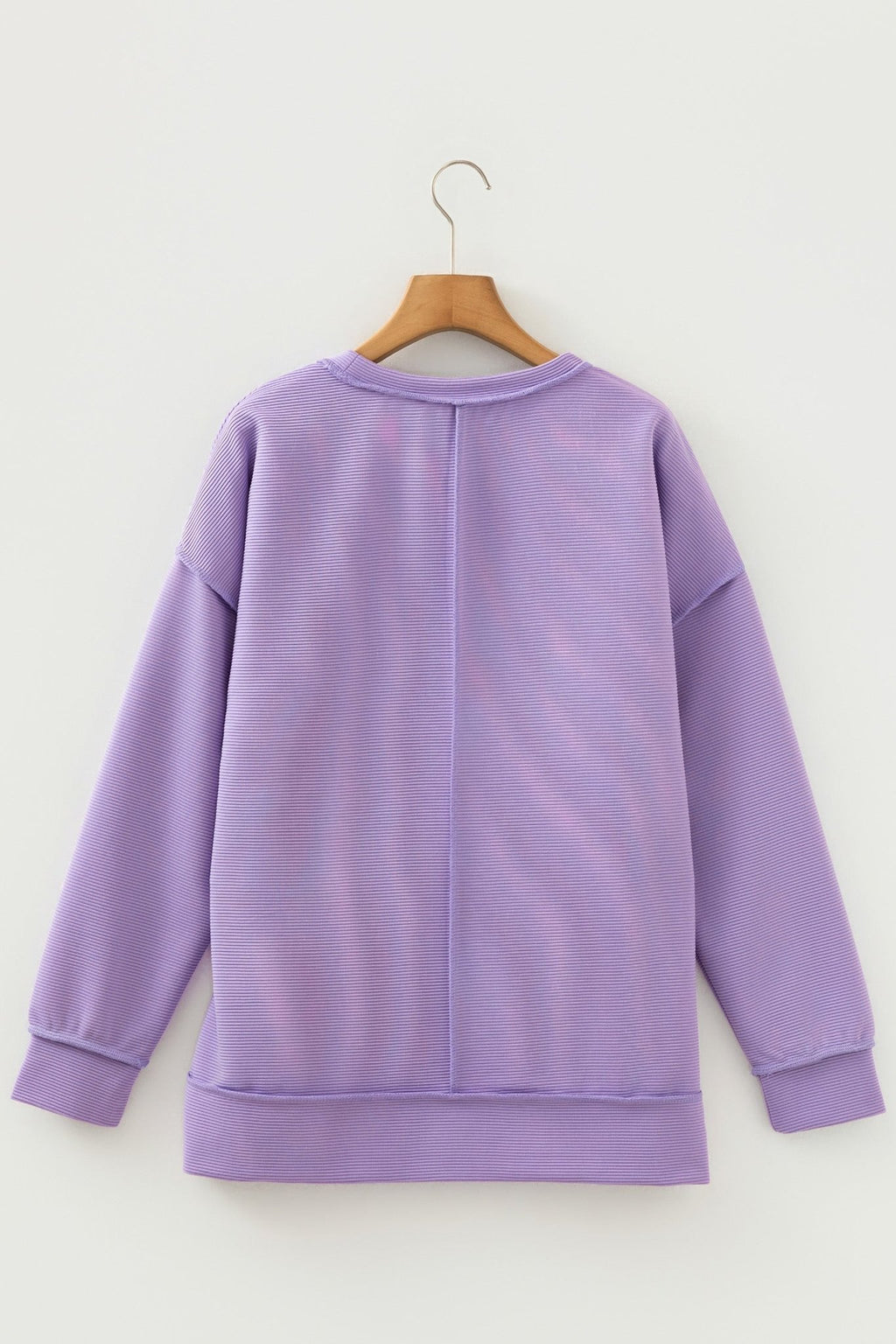 Ribbed Exposed Seam Drop Shoulder Pullover - Rooted & Reckless Co.
