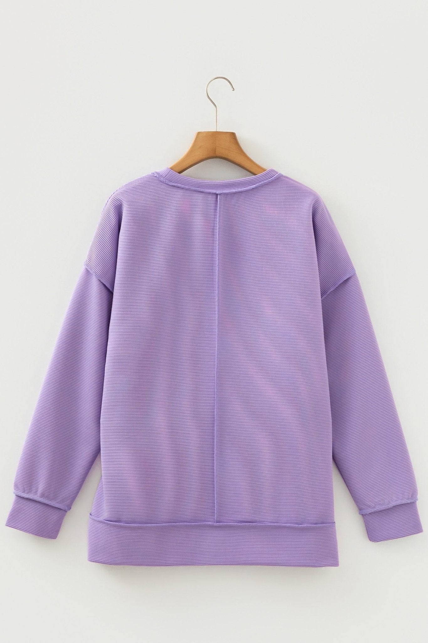Ribbed Exposed Seam Drop Shoulder Pullover - Rooted & Reckless Co.