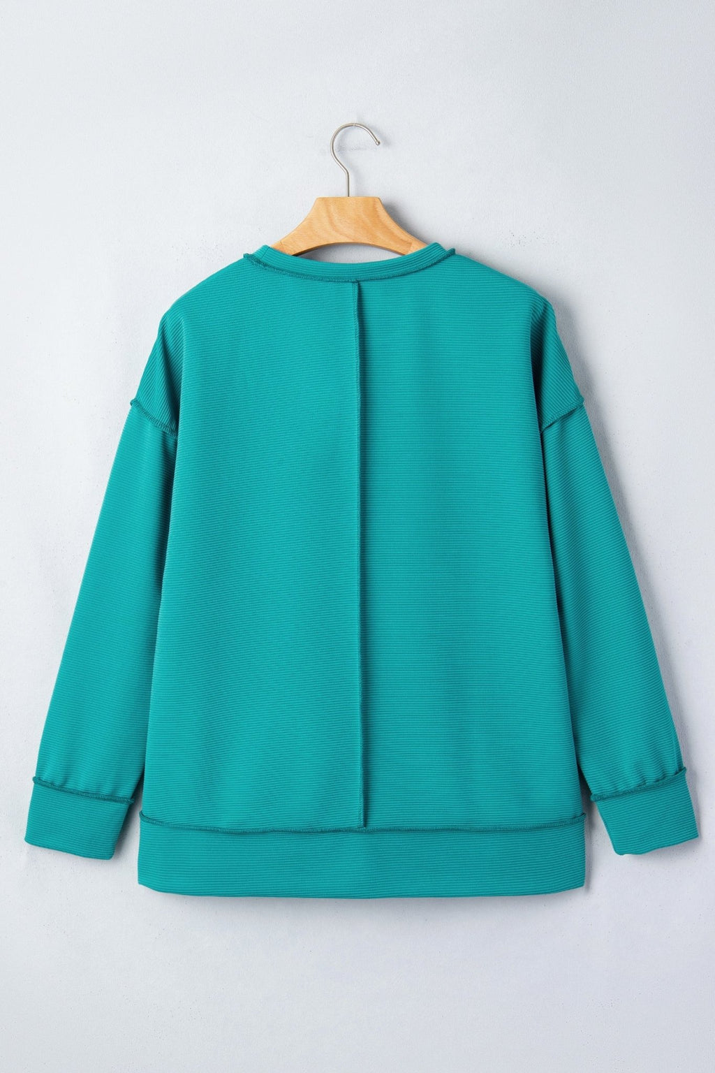 Ribbed Exposed Seam Drop Shoulder Pullover - Rooted & Reckless Co.