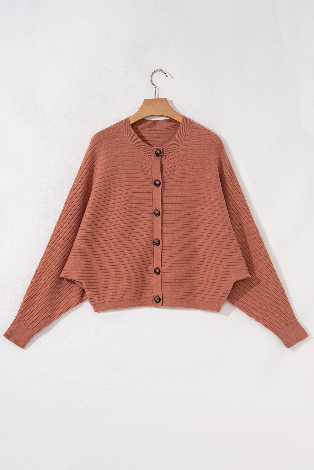 Ribbed Knit Button Front Dolman Sleeve Sweater Cardigan - Rooted & Reckless Co.