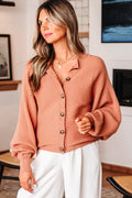 Ribbed Knit Button Front Dolman Sleeve Sweater Cardigan - Rooted & Reckless Co.