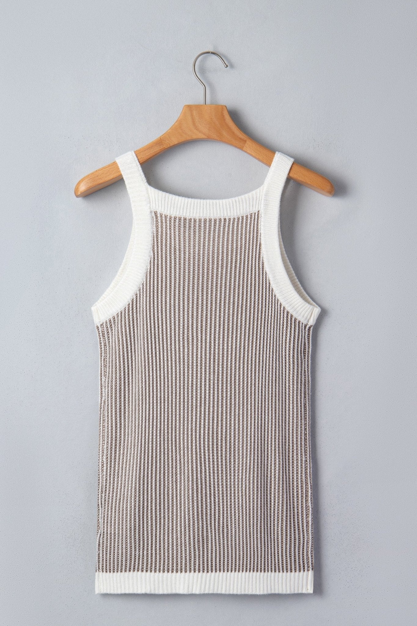 Ribbed Knit Contrast Trim Sweater Tank Top - Rooted & Reckless Co.