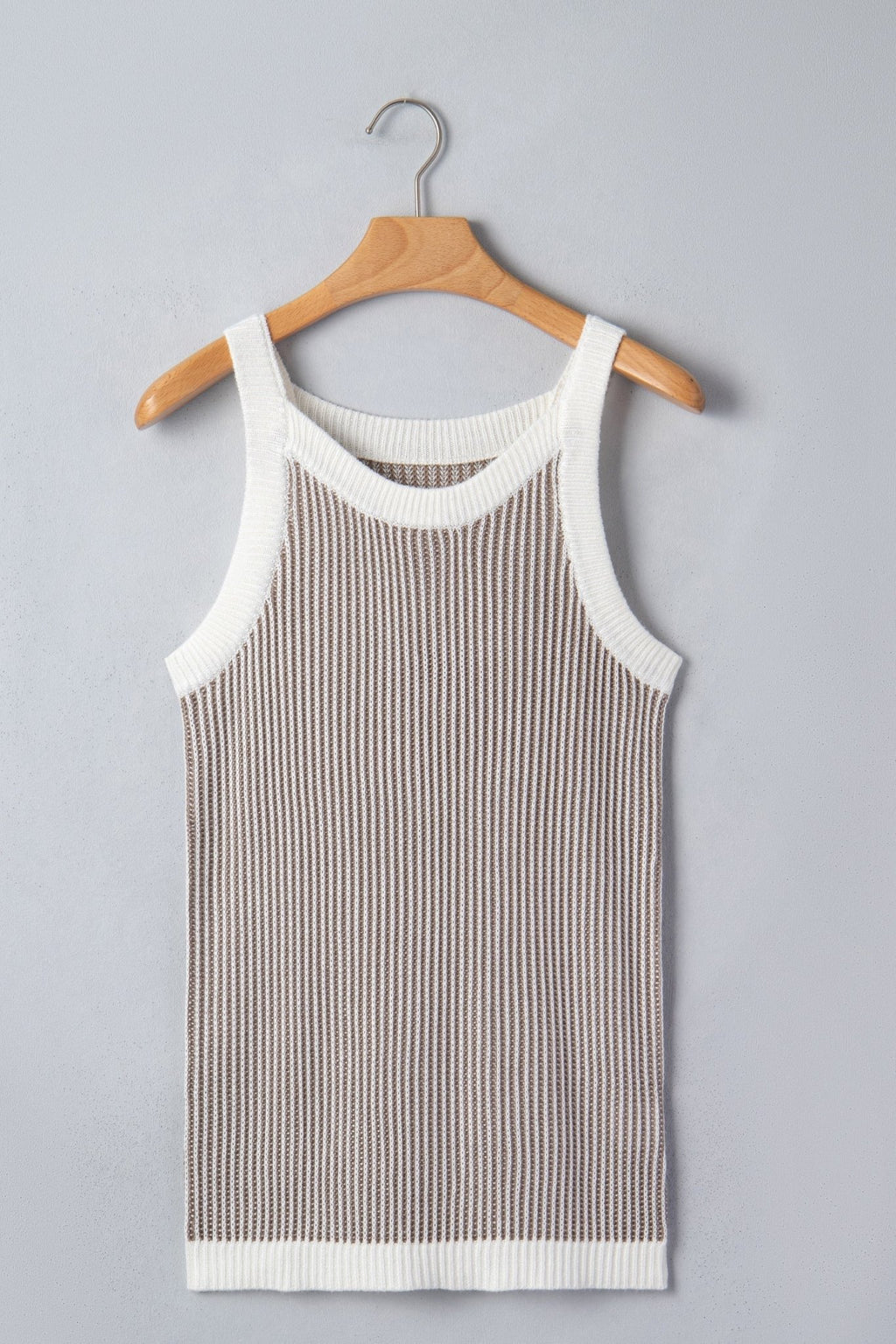 Ribbed Knit Contrast Trim Sweater Tank Top - Rooted & Reckless Co.
