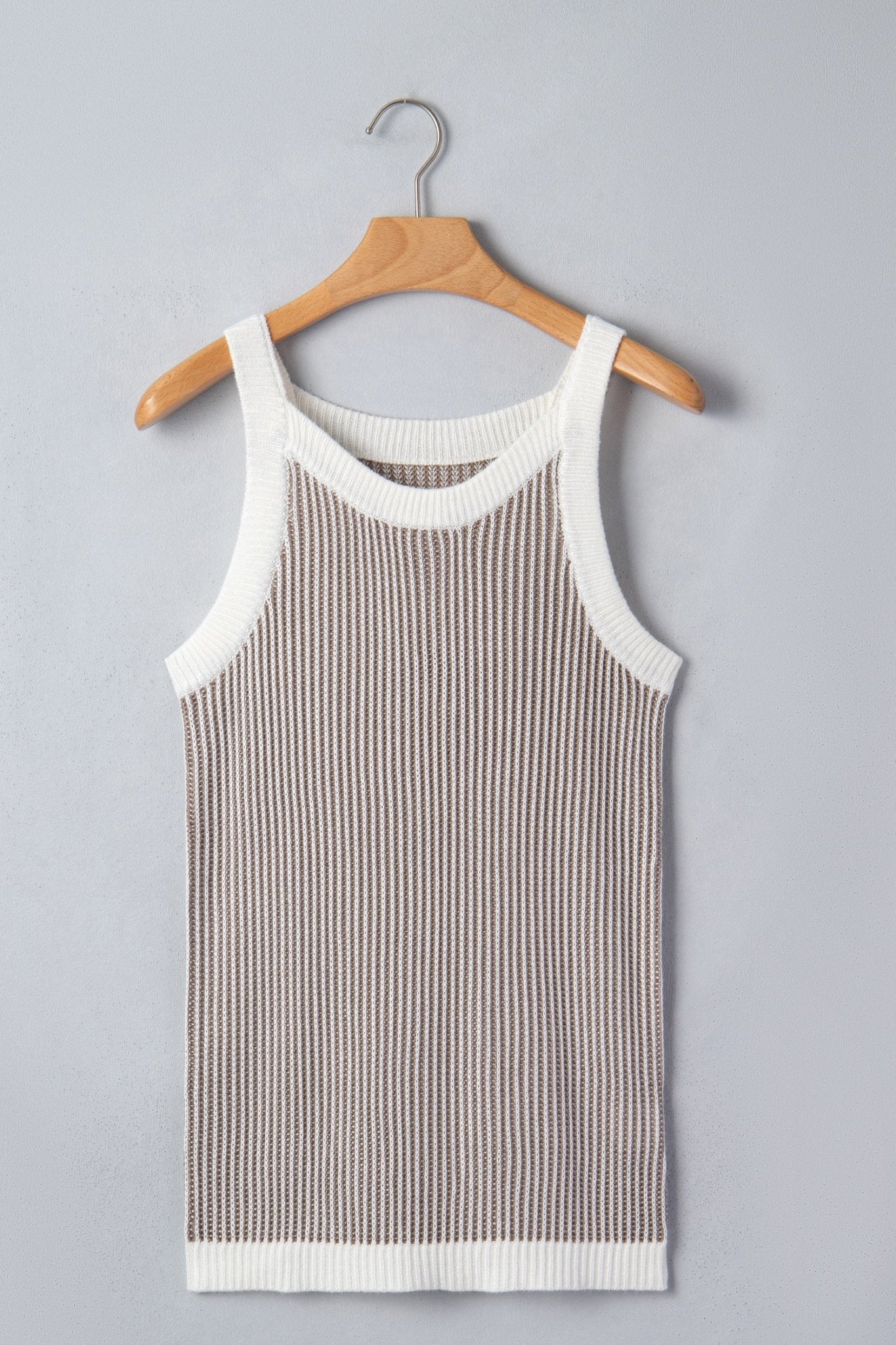 Ribbed Knit Contrast Trim Sweater Tank Top - Rooted & Reckless Co.